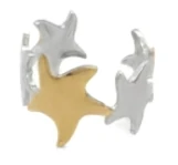 Anillo de acero quirurgico 5 estrellas bicolor